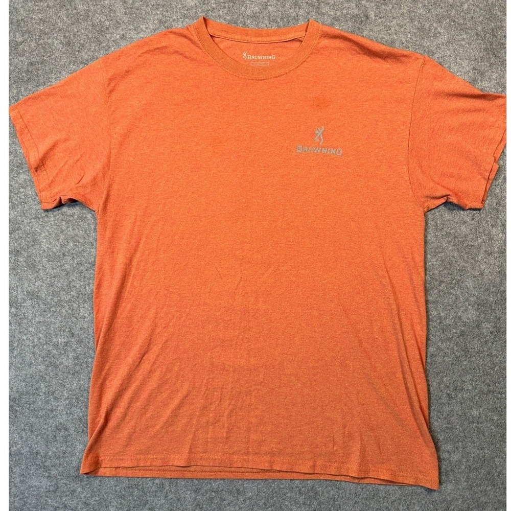 Browning Mens Orange Camo Buckmark Graphic T-Shirt Large Unisex Short Sleeve Tee